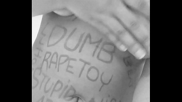 Chubby Black Bitch Humiliates with Body Writing