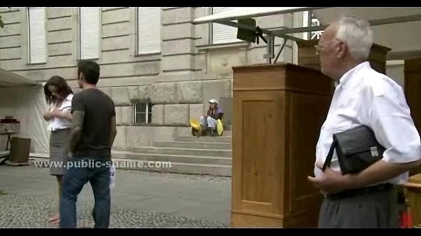 Babe to undress and humiliated on public streets before she gets banged