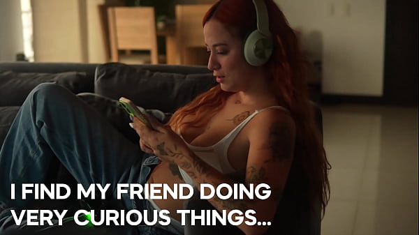 Beautiful EBONY britanny taylor finds her bestfriend jerking off in the living room, hot interracial girls sex